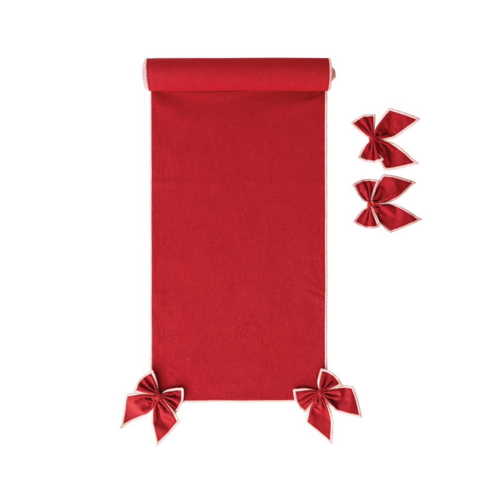 Detachable Bow Table Runner - Red