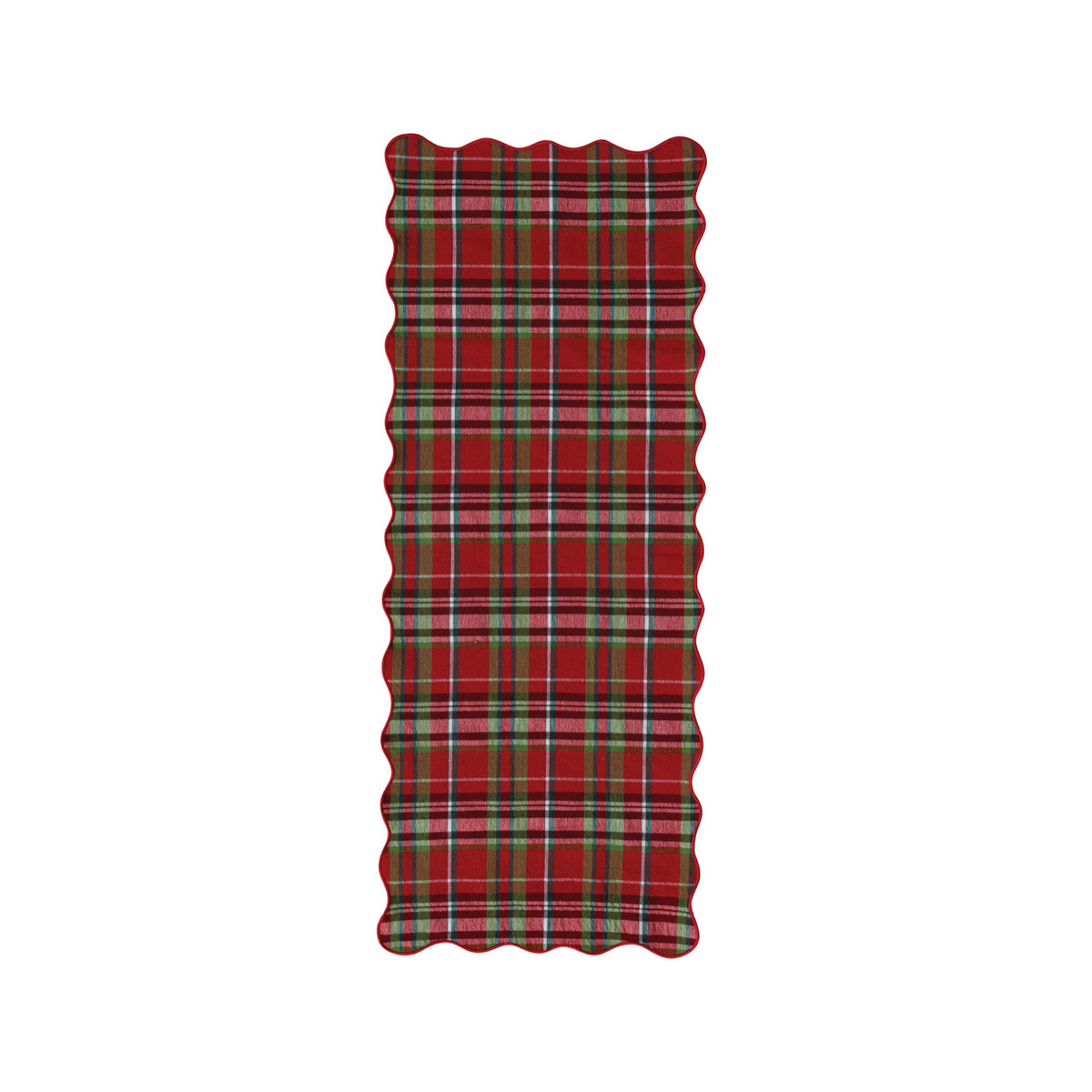 Scalloped Table Runner - Classic Holiday Plaid