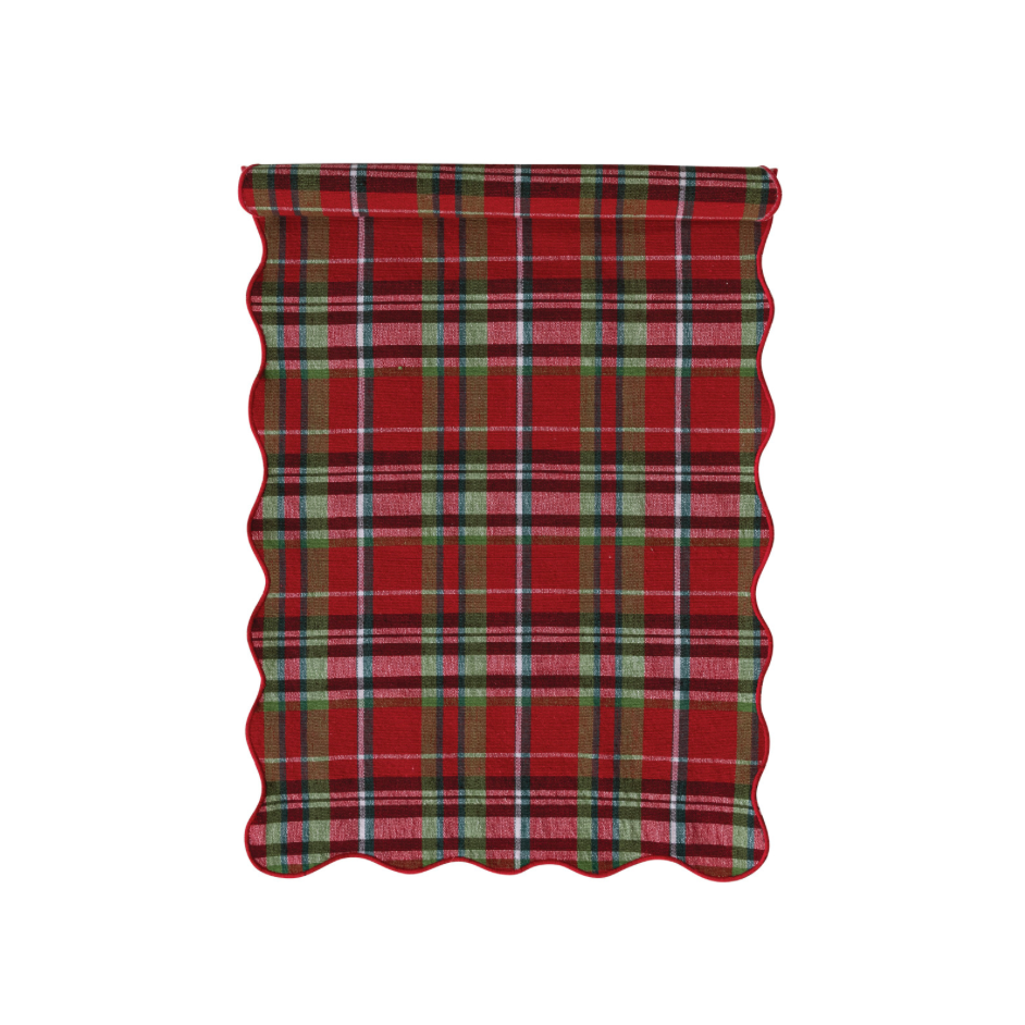 Scalloped Table Runner - Classic Holiday Plaid