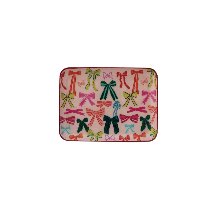Enameled Metal Tray with bows