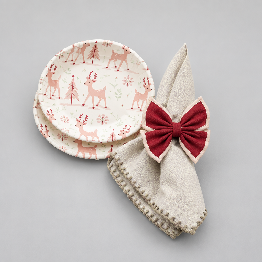 Linen Bow Napkin Tie - Red