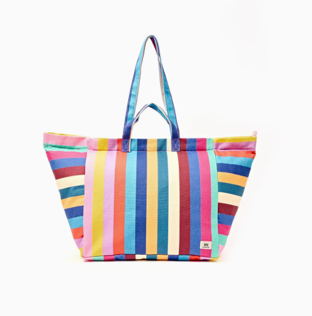 Marleybone Tote in Wide Stripe Multi Cotton Canvas
