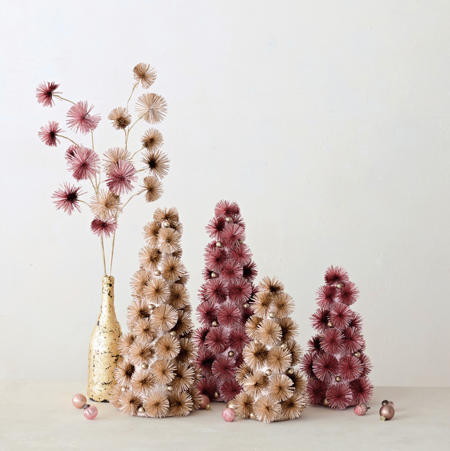 Tinsel Ball Stem Pink & blush