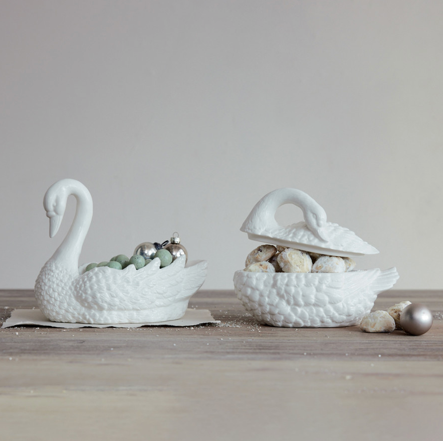 Stoneware Swan Dish