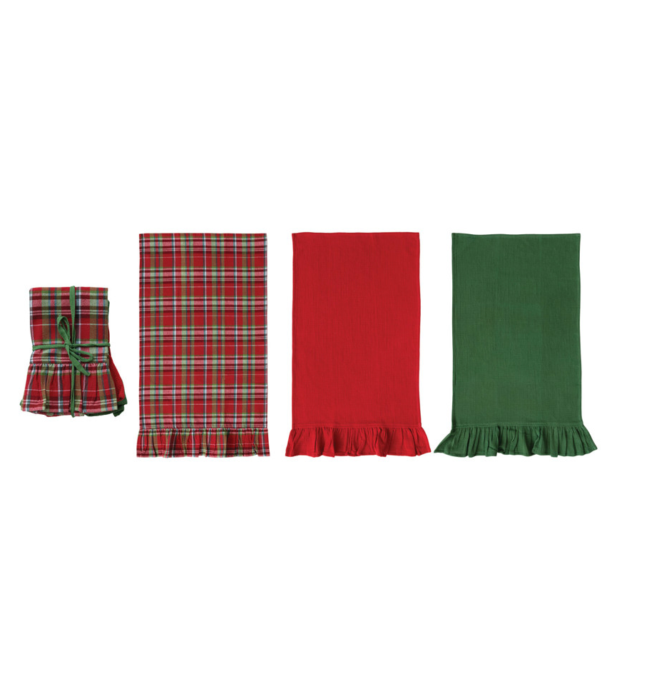 Ruffled Waffle Weave Tea Towel - Set of 3