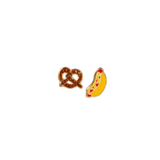 Get ready to rock your accessory game with these deliciously quirky Hot Dog & Pretzel Earrings! These unique earrings showcase your love for hot dogs and pretzels in a fun and playful way. Perfect for food lovers, these earrings are sure to make a statement and add some humor to any outfit.