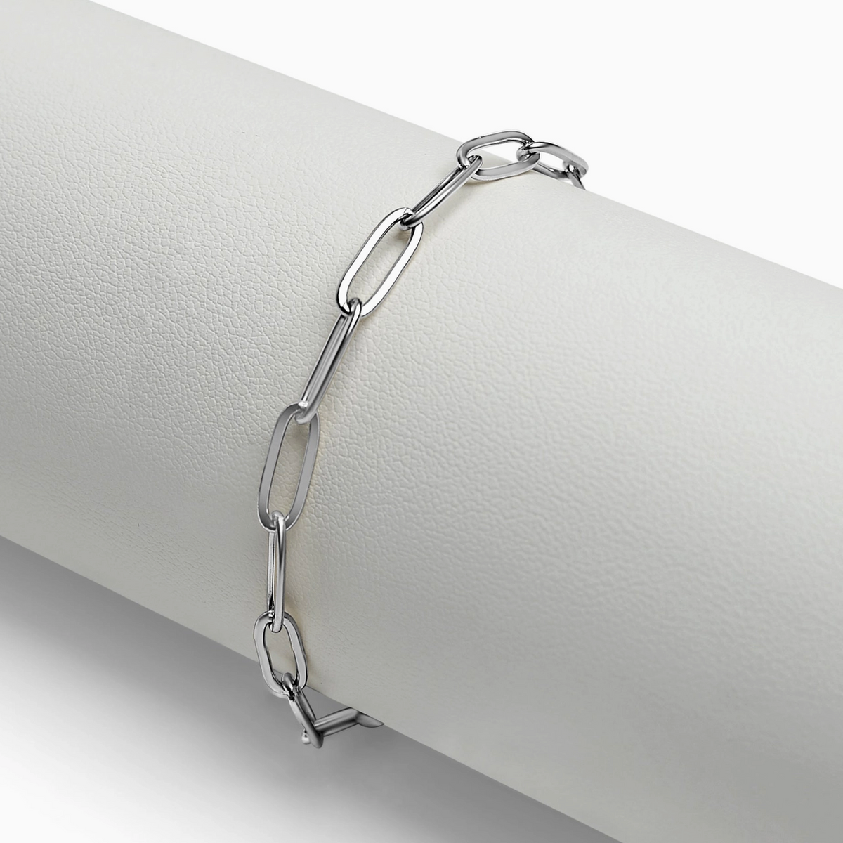 Paperclip with Charm Keeper Chain Bracelet - Stainless Steel