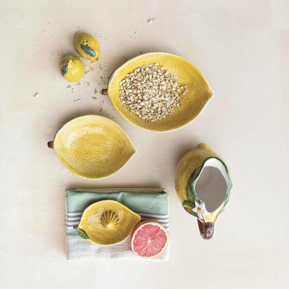 Hand-Painted Lemon Stoneware Juicer
