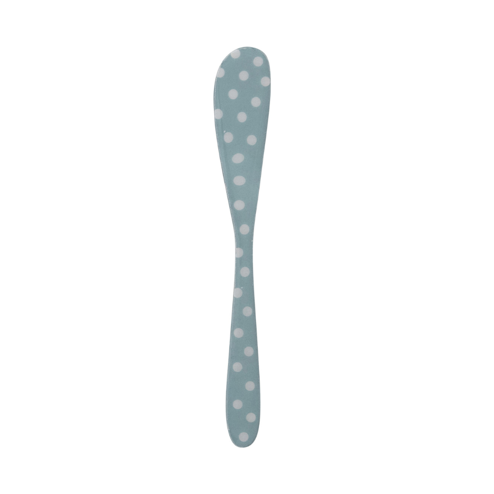 Enameled Stainless Steel Canape Knife Blue with white dots