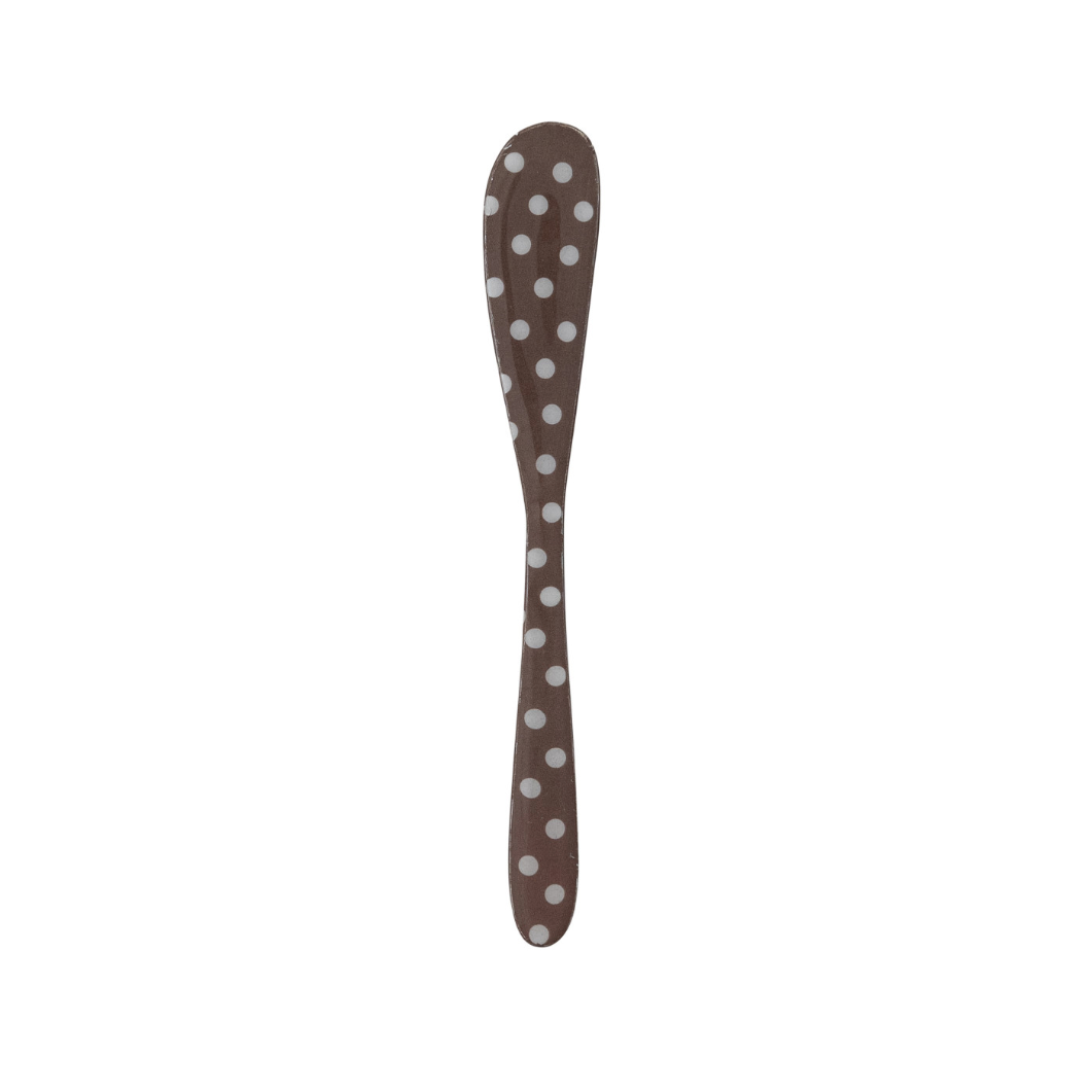 Enameled Stainless Steel Canape Knife Brown with white dots