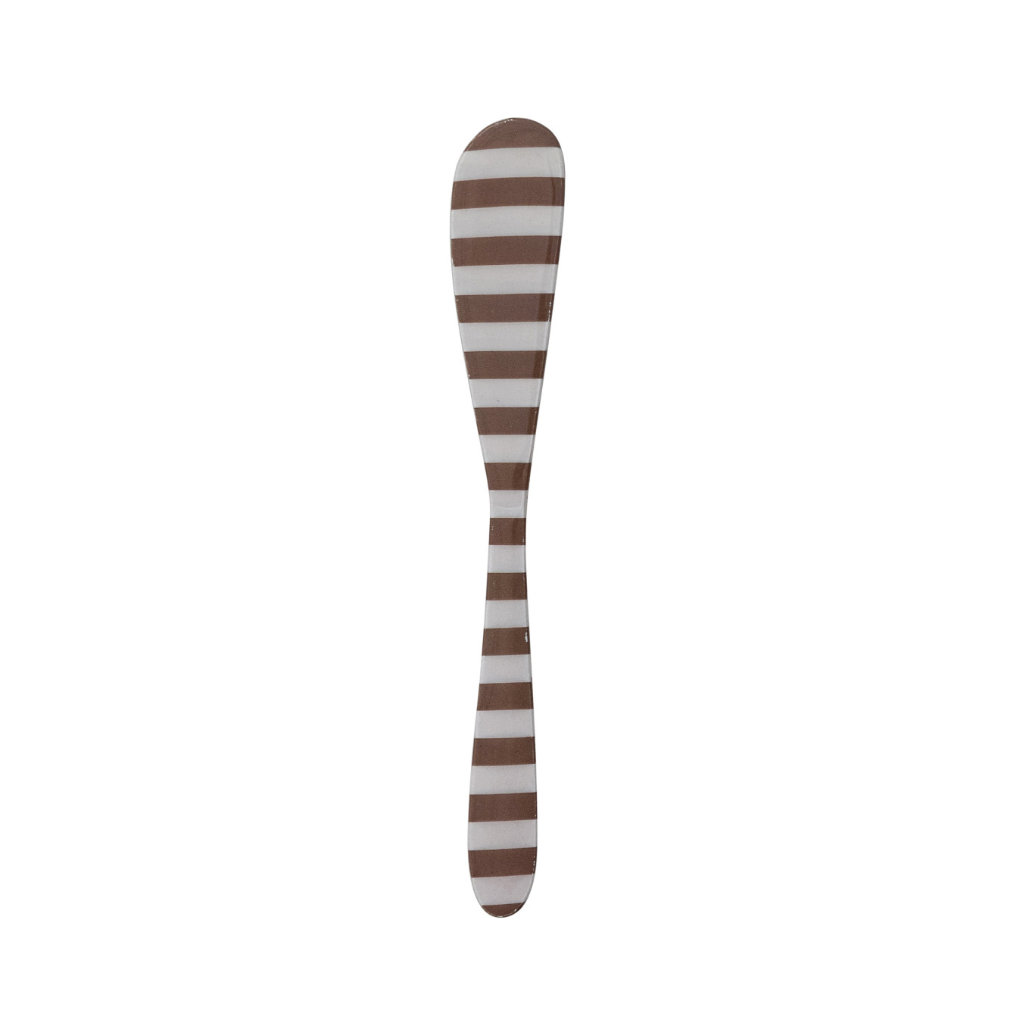 Enameled Stainless Steel Canape Knife Brown with white dots