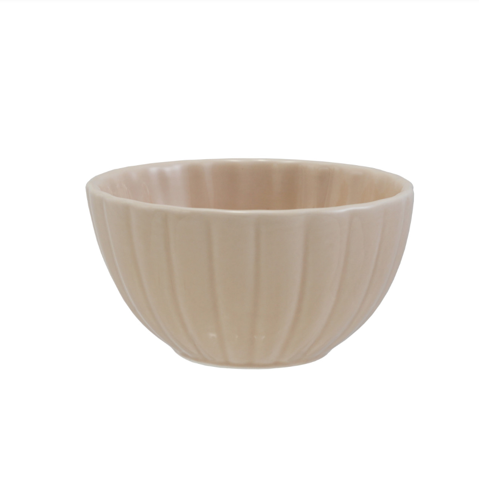 Stoneware Cream Ribbed Bowl