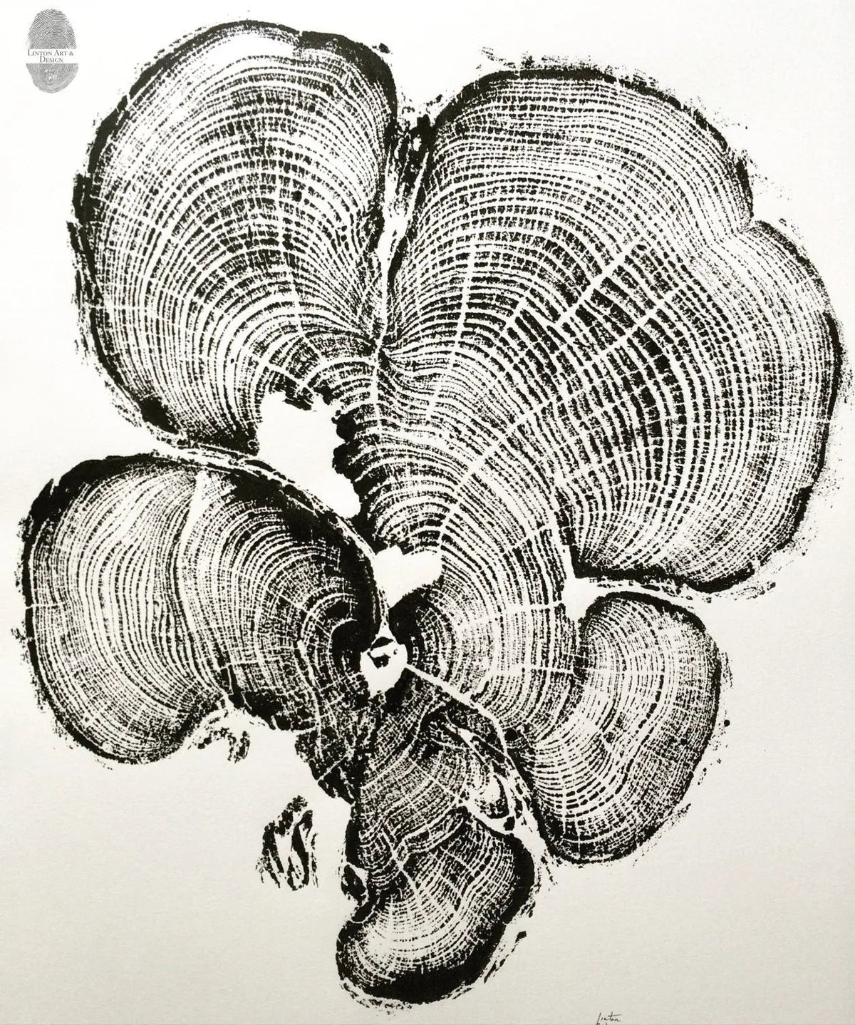 Three Panel Wall Art, Tree Blocks, Woodcut print, Tree hugger gift, Signed Original 18x24 inches