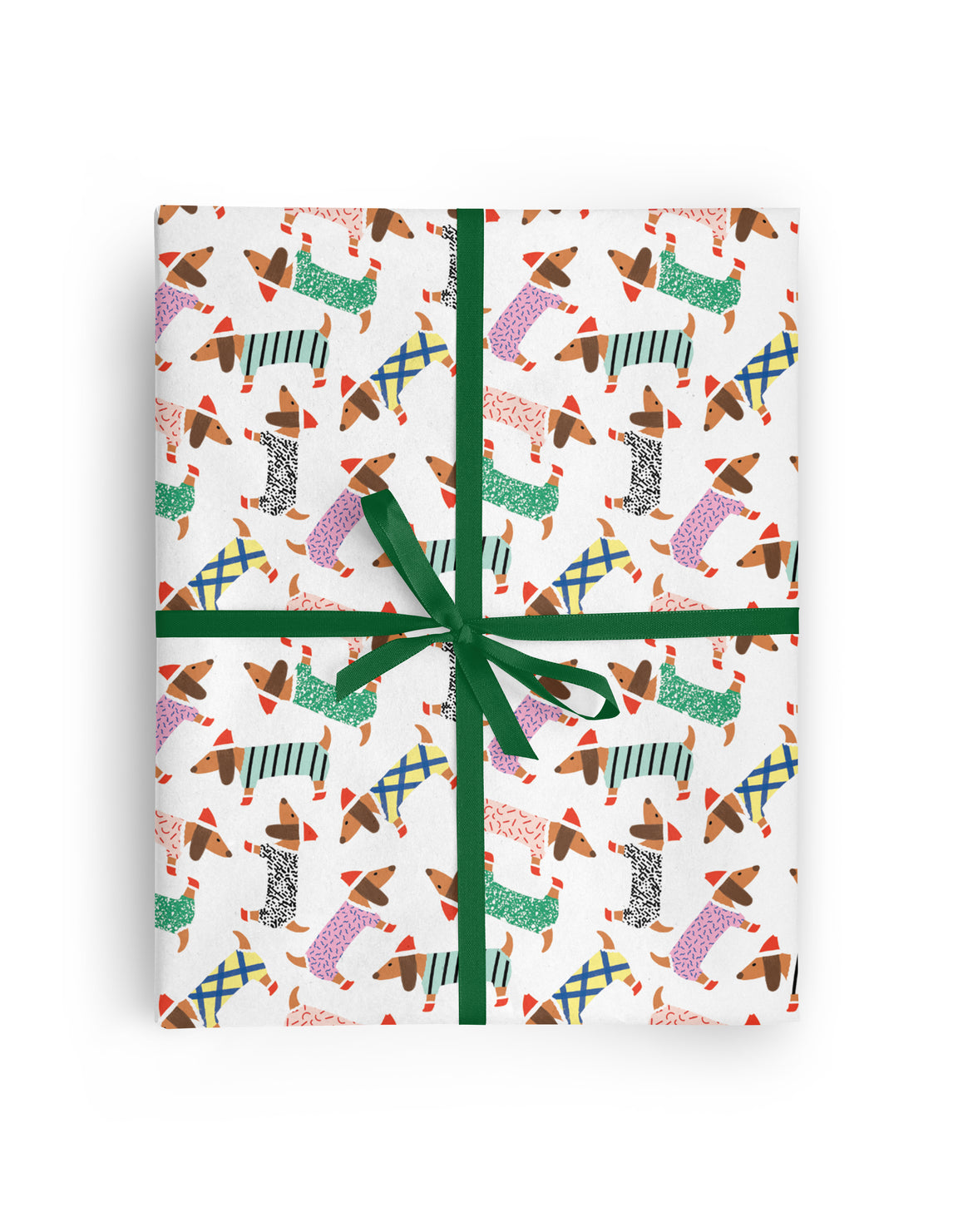 Nothing says winter wonderland like some cute little doxies! Mid-weight gift wrap with matte finish. Size 3 Single sheets gift wrap per roll 19.7" x 27.5" per sheet