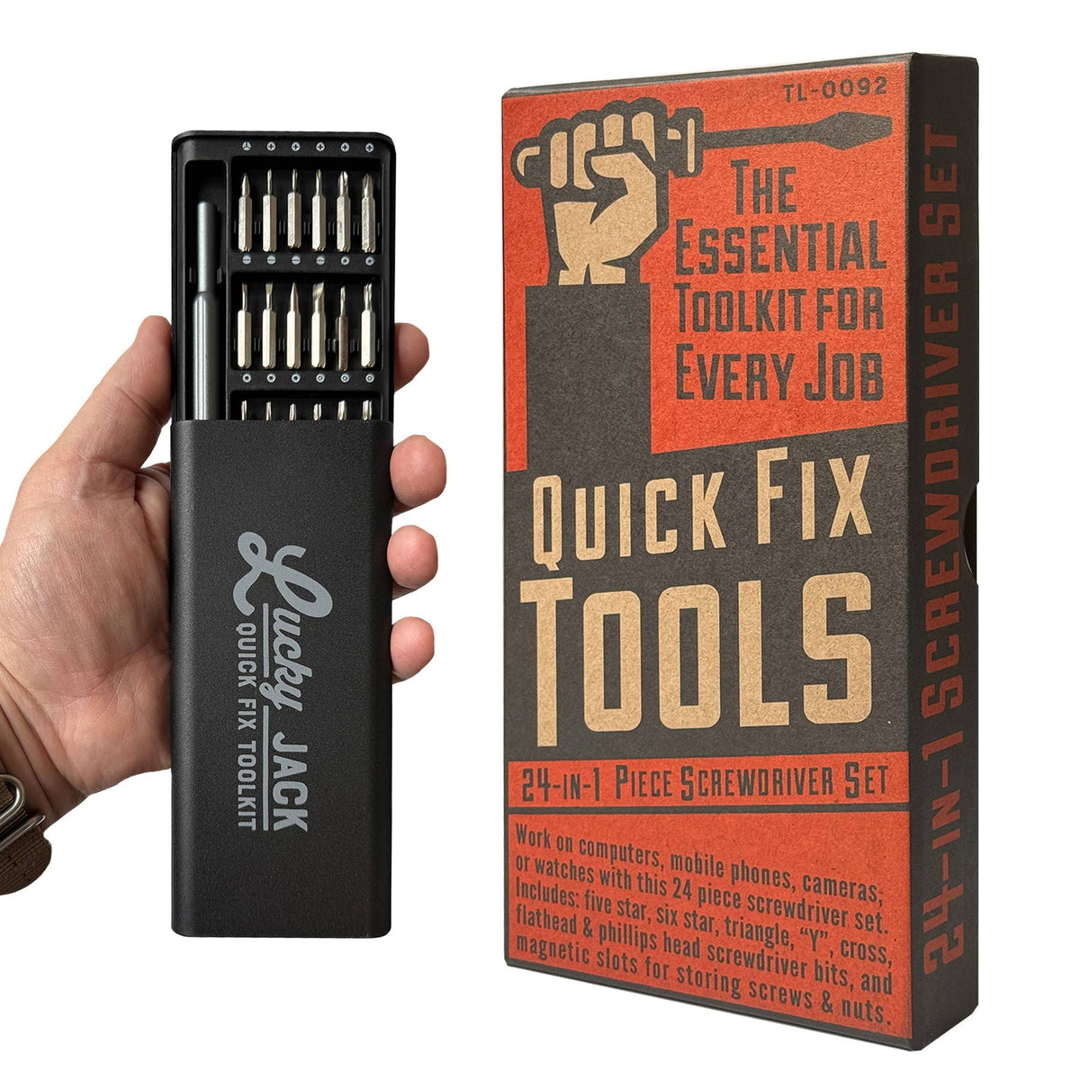 Lucky Jack Quick Fix Tools screwdriver set with packaging on a white background