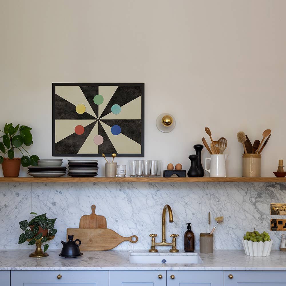 This fine art print is adapted from William Benson’s hexagonal diagram exploring the relationship between pairs of colours and their application in the decorative arts, published in London in 1868. Roomytown's design team in Bath, UK, carefully restored the illustration, adding some digital enhancements and new texture to create this stunning art print.