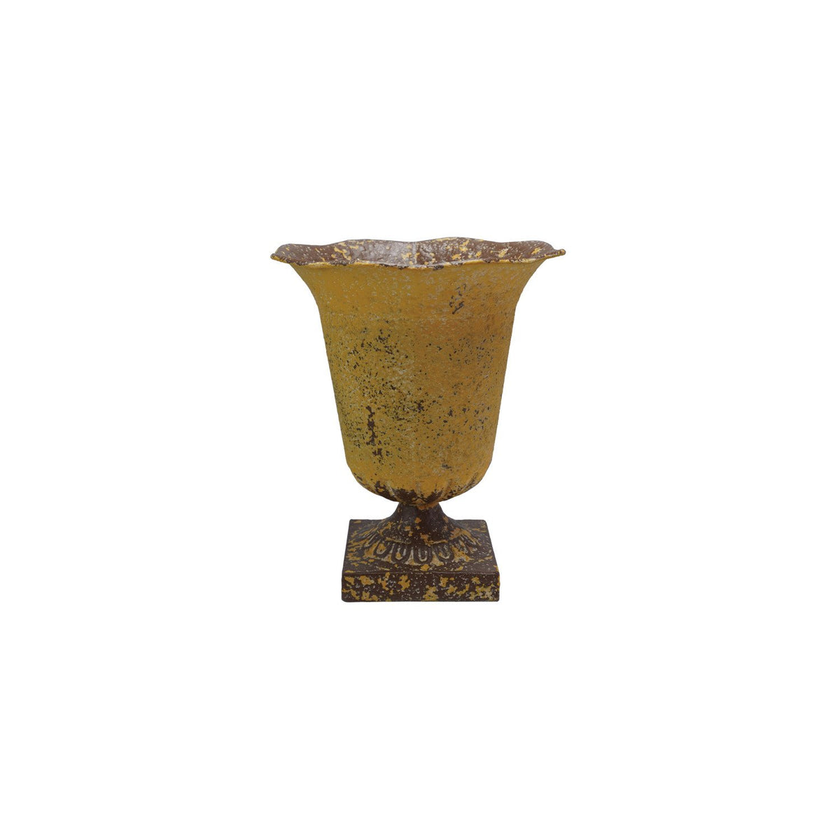 Metal Urn, Heavily Distressed Finish (Each Will Vary)