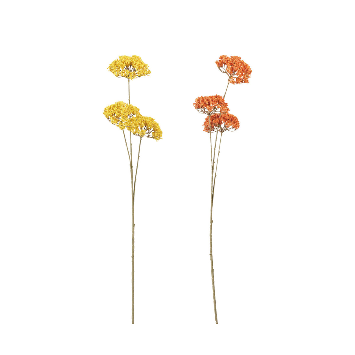 Faux Yarrow Stem - 2 Colors. Bring the everlasting beauty of nature into your home with this lovely faux yarrow stem, available in two beautiful colors. Crafted to capture the gentle, intricate texture of real yarrow, it adds a touch of warmth and soft, rustic charm to any room without the need for watering or upkeep. Whether you tuck it into a simple vase on its own or blend it into a larger seasonal bouquet, this lifelike botanical piece makes it easy to create a cozy, inviting atmosphere that stays fresh