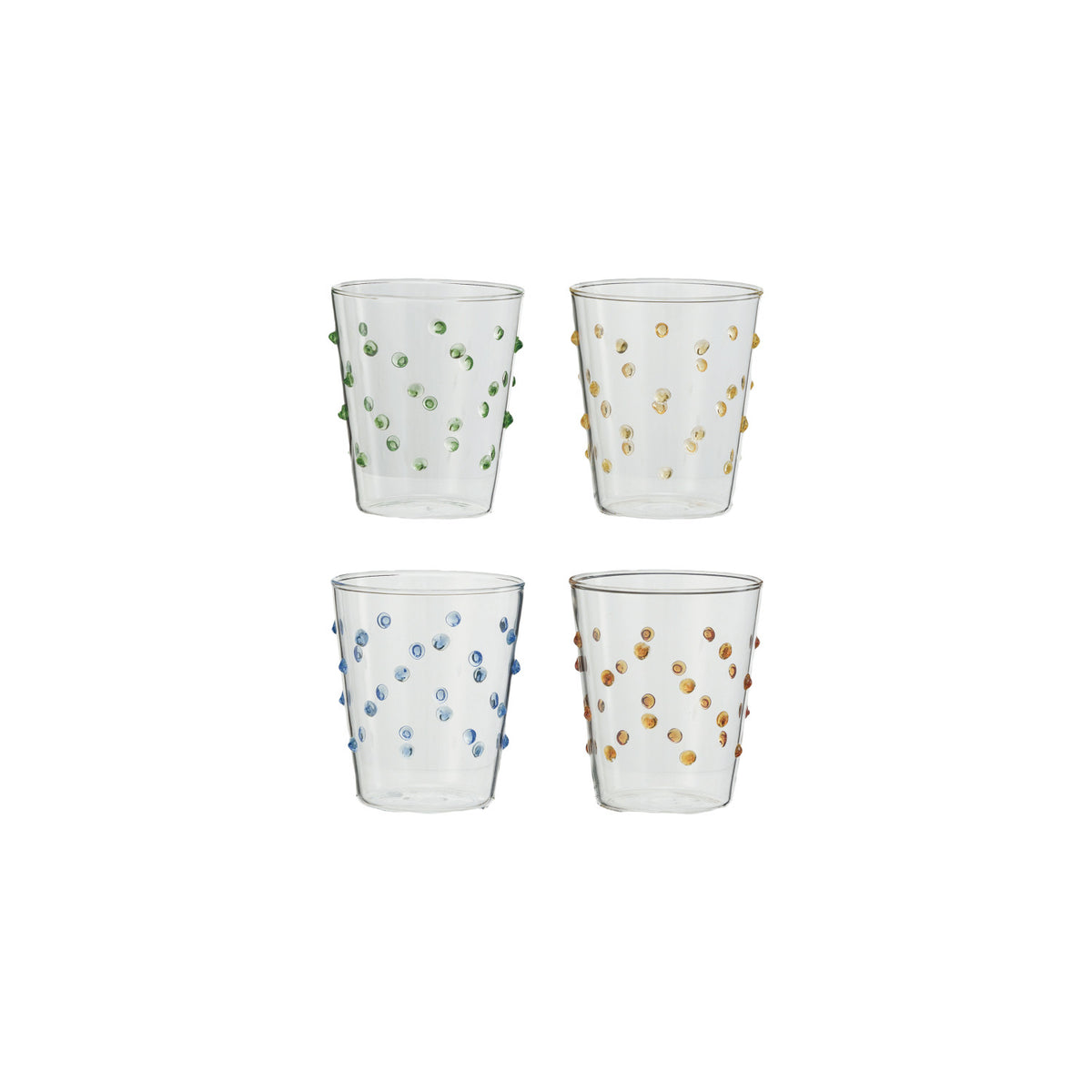 13 oz. Handmade Drinking Glass w/ Raised Dots, 4 Colors