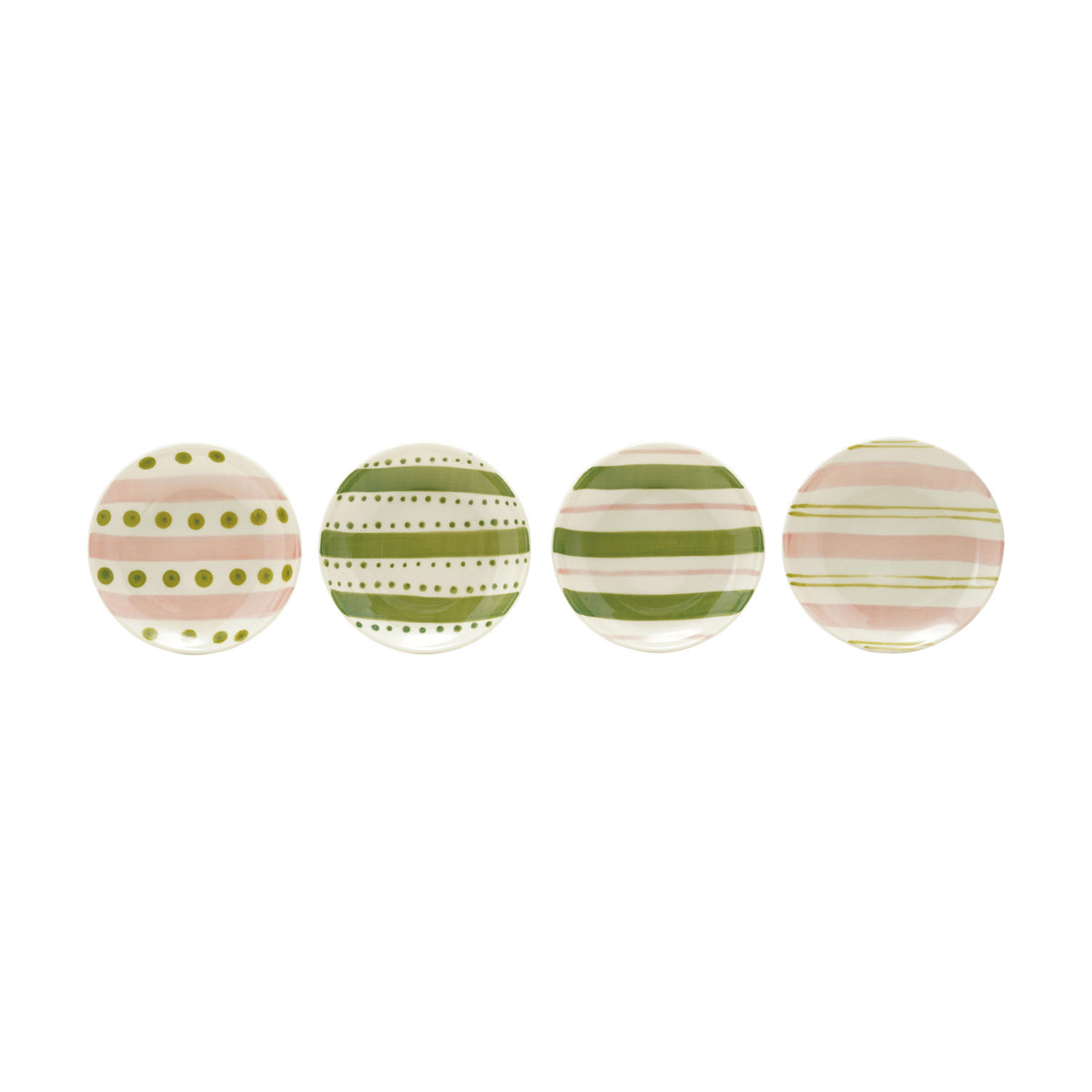 Hand-Painted Stoneware Dish with Striped Pattern, 4 Styles