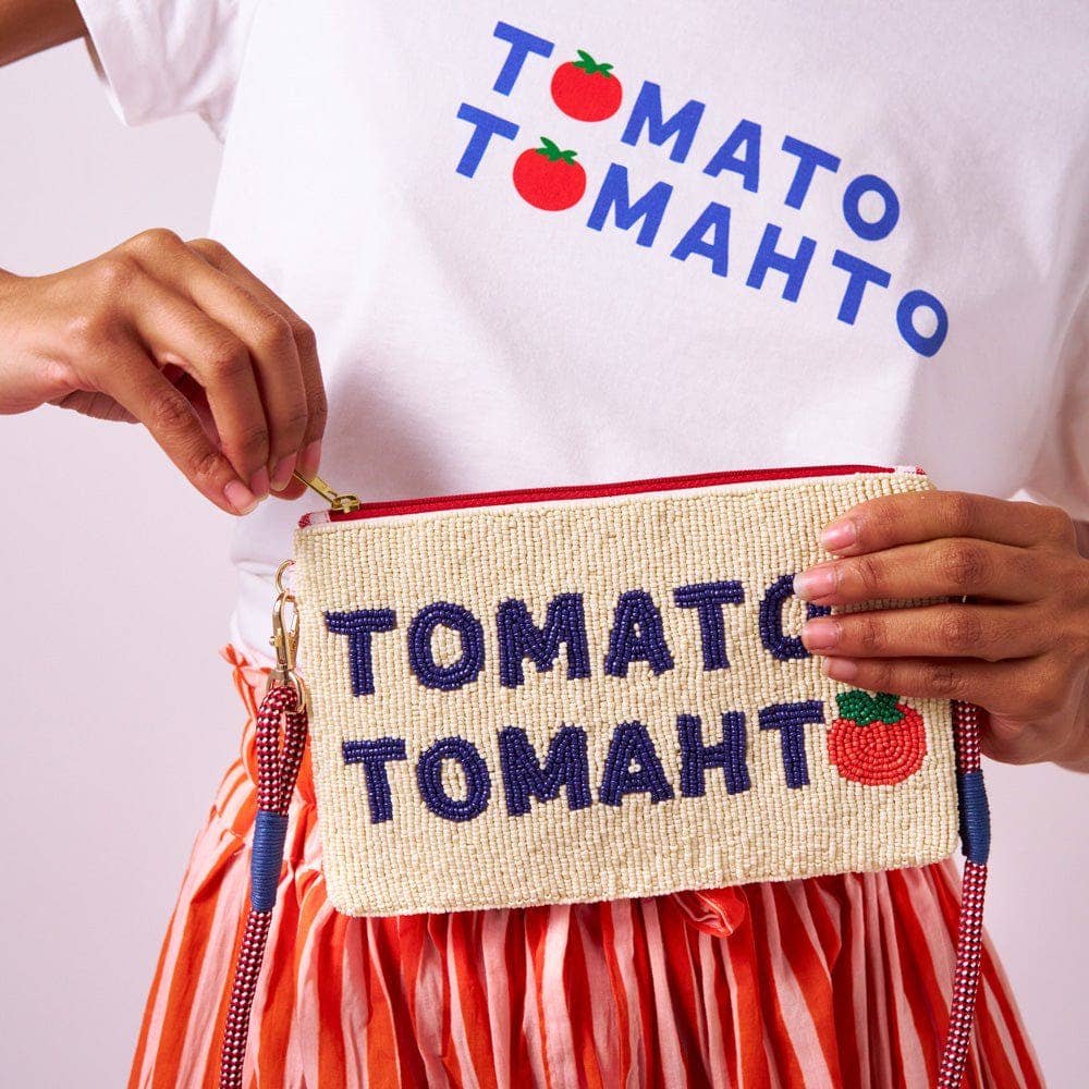 Leila Tomato Tomahto Seed Bead Clutch With Strap