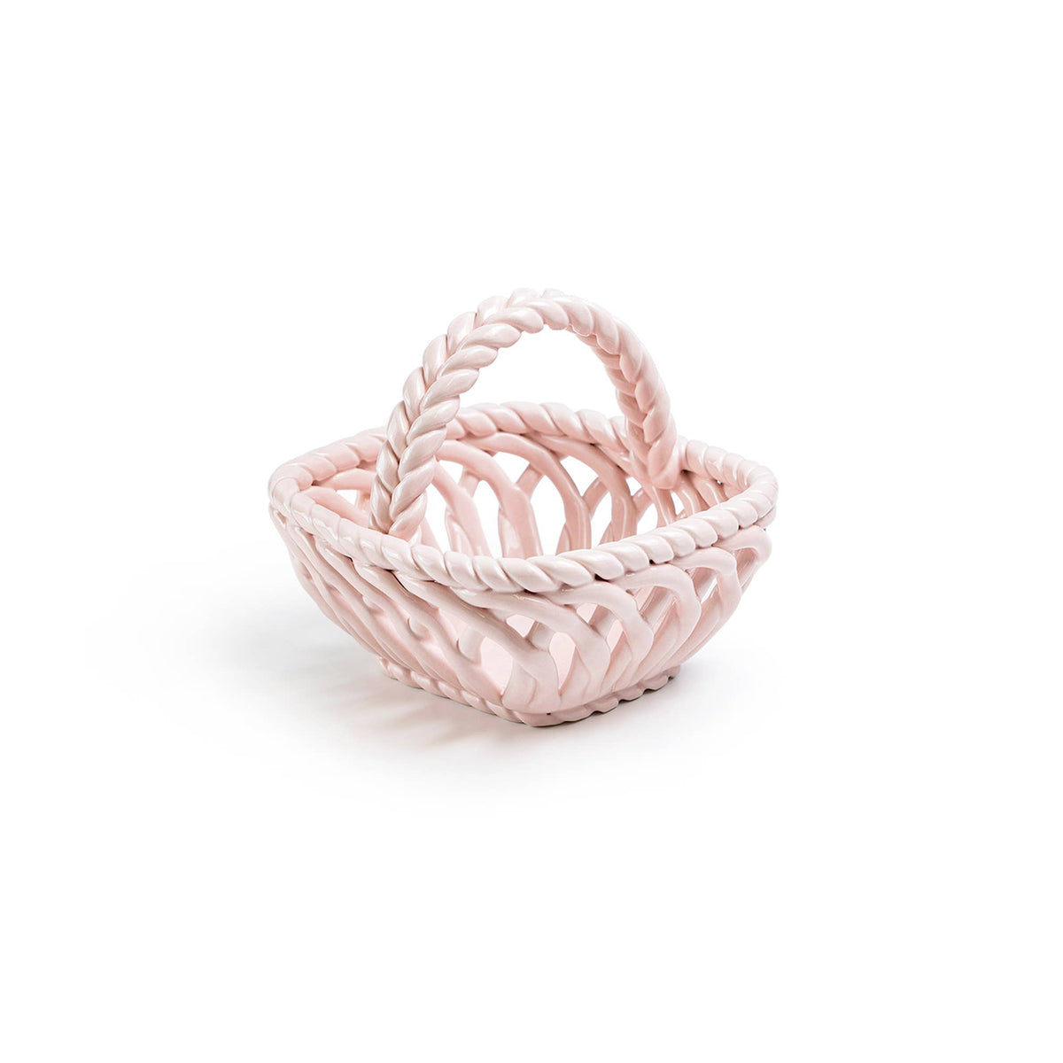 Hand Woven Ceramic Small Easter Basket - Pink