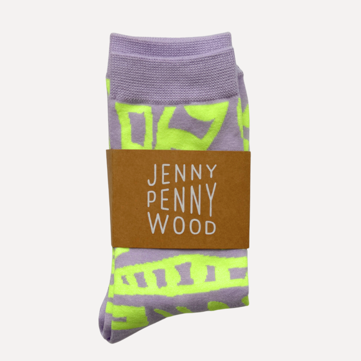 Crew Socks - Clive in Lavender & Neon Yellow
