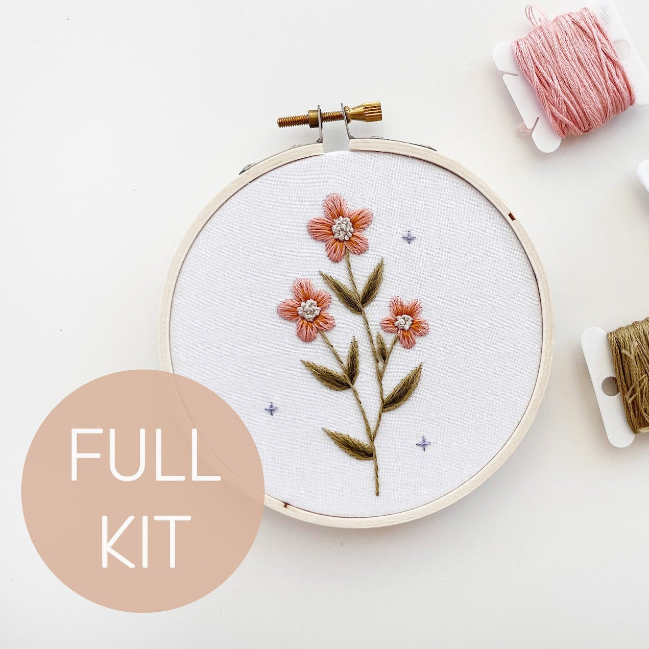 Pink Floral Embroidery Kit