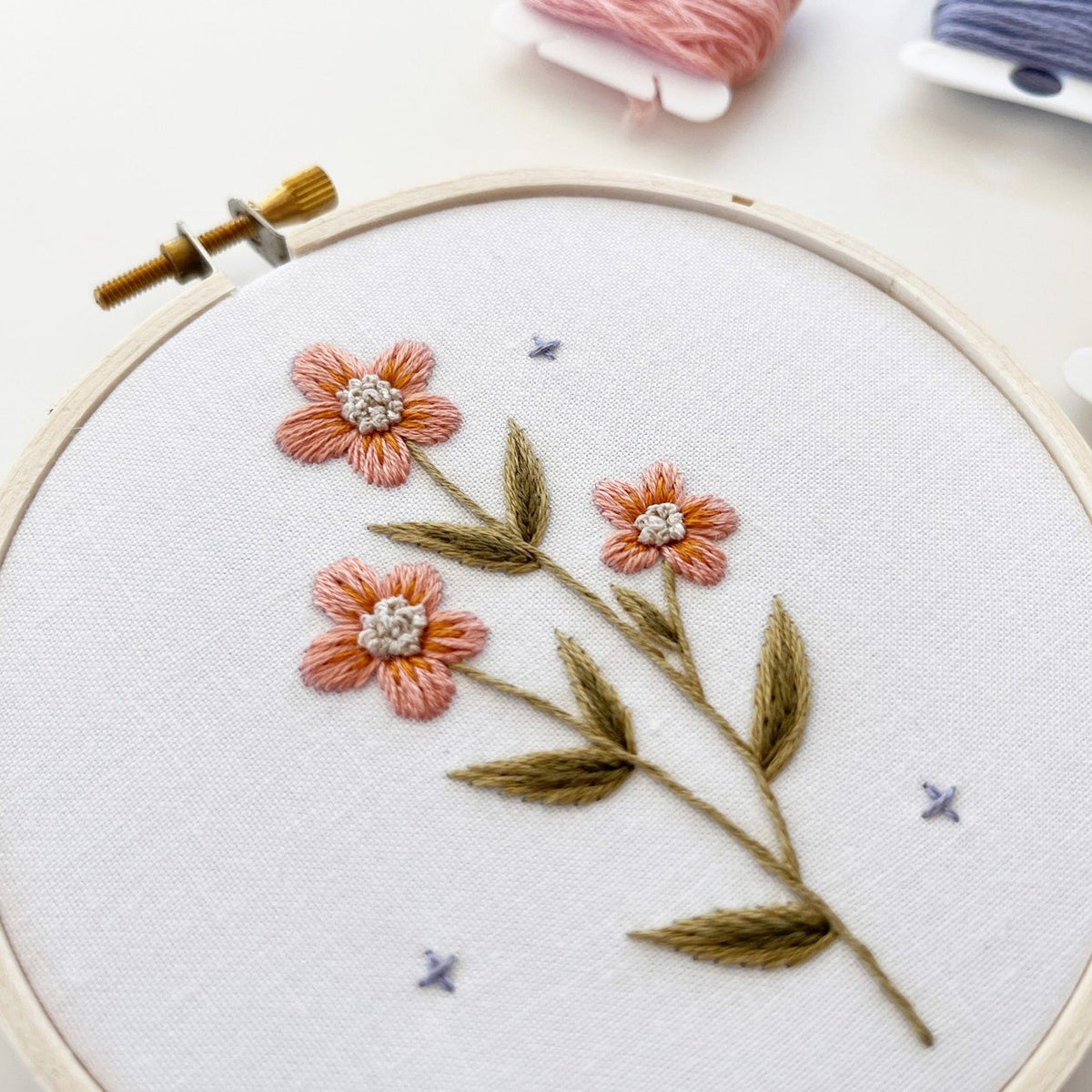 Pink Floral Embroidery Kit