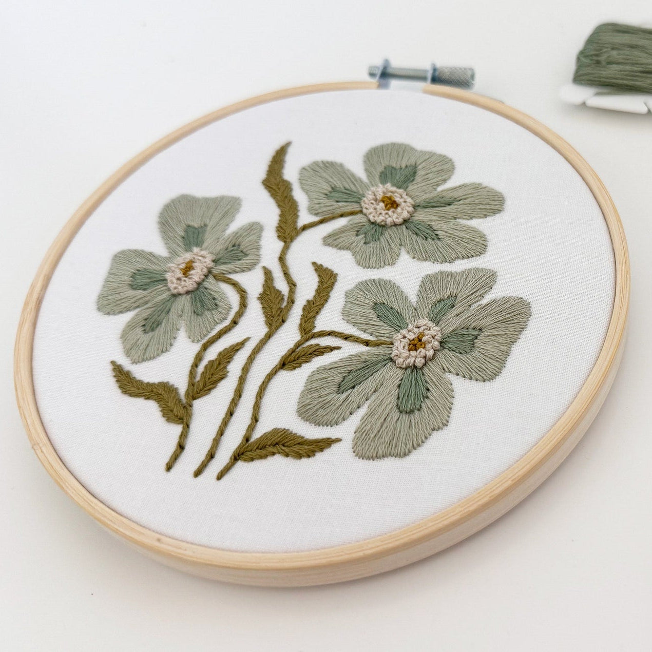 Retro Blue Floral Embroidery Kit