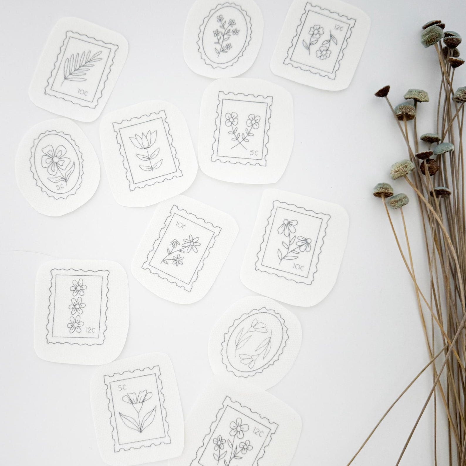 Floral Stamp Embroidery Stick and Stitch