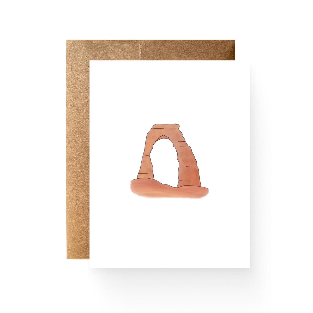 white card with a simple delicate arch illustration