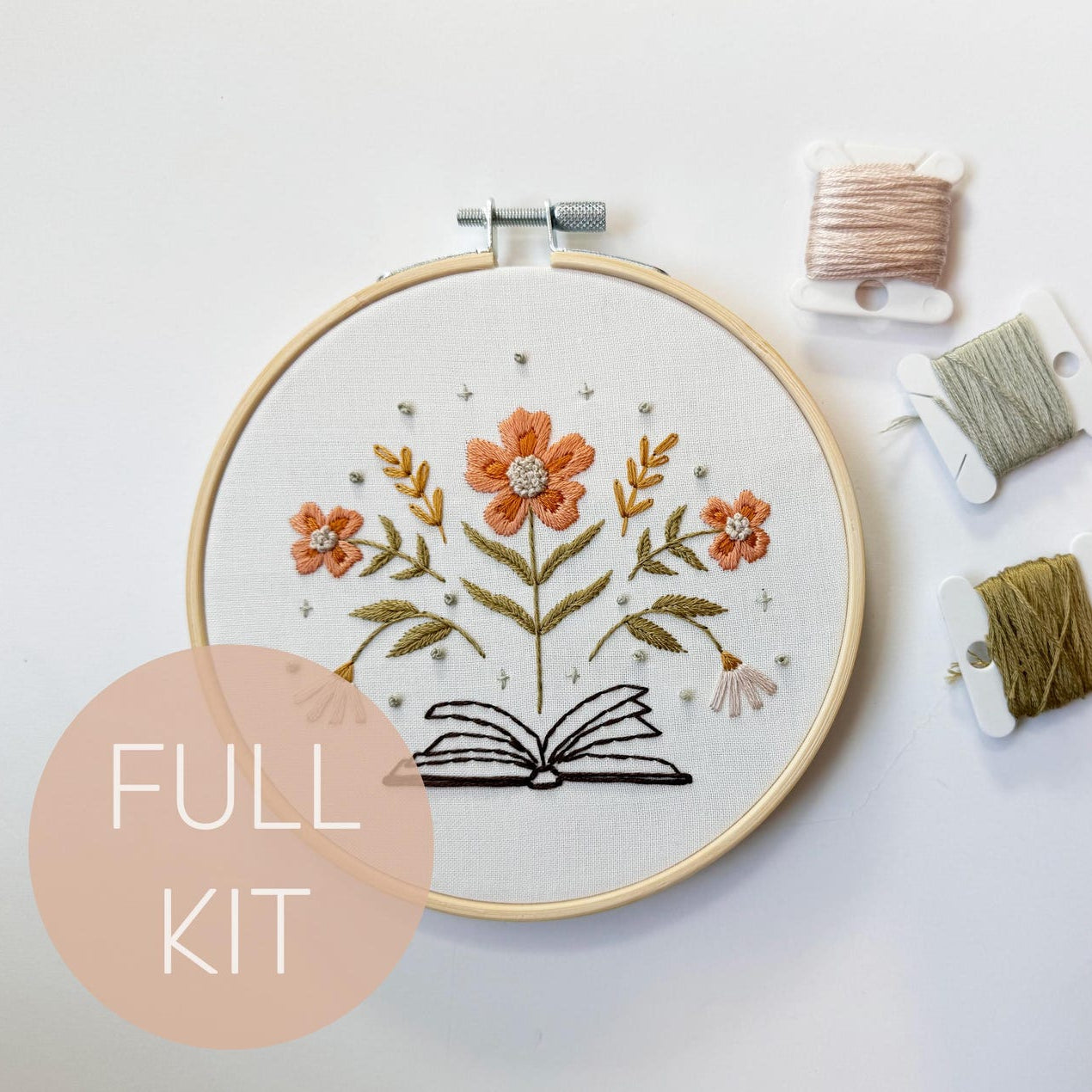 Open Book Floral Embroidery Kit