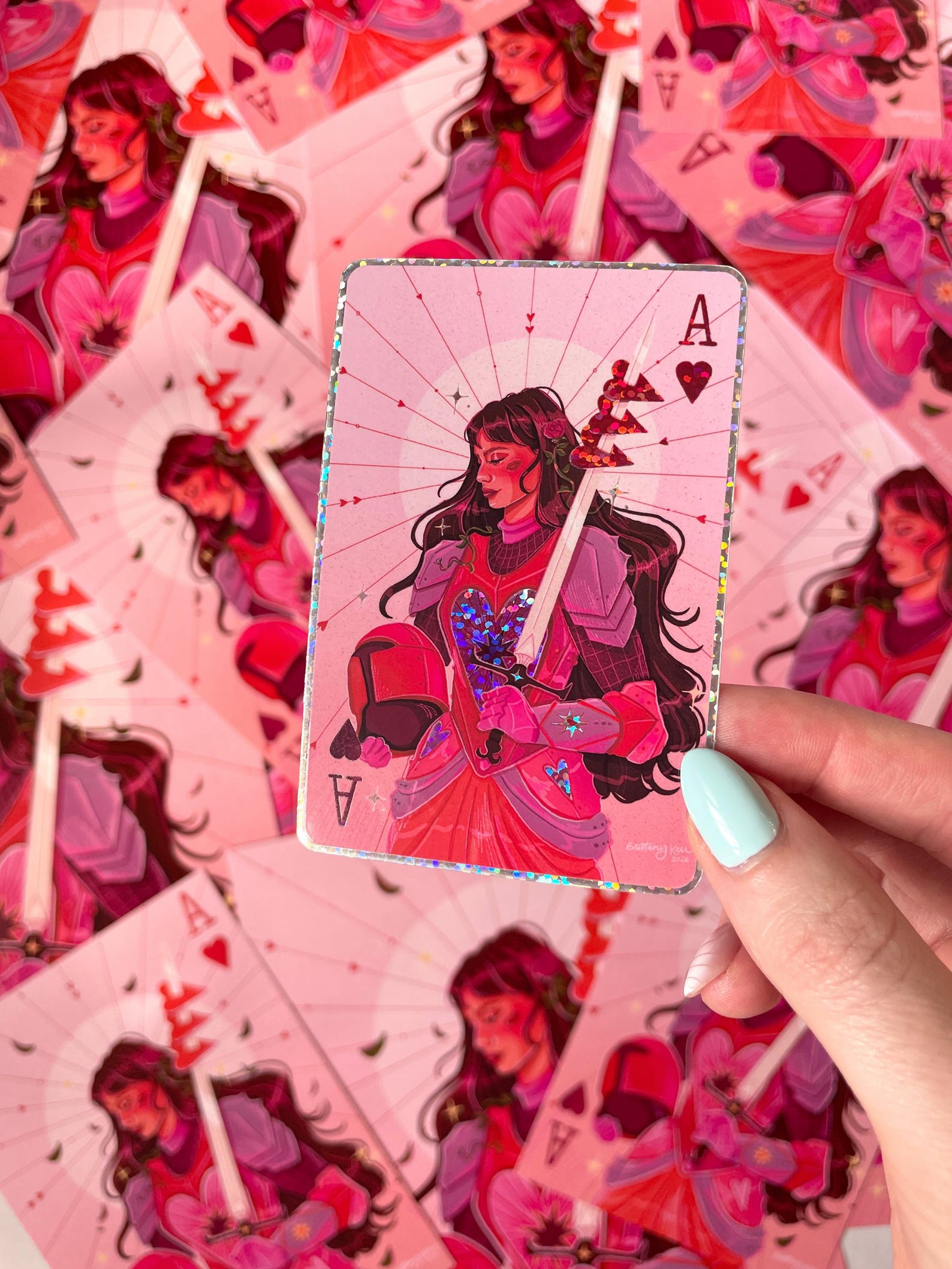 Ace of Hearts Glitter Sticker