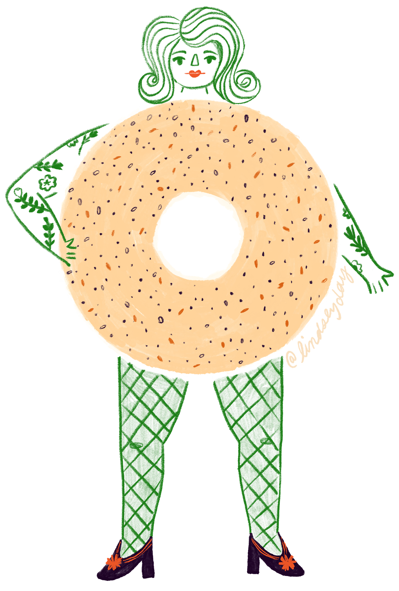 Lady with a bagel midsection.
