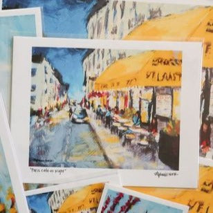 "Paris Cafe at Night" - Art Print by Stephanie Hock