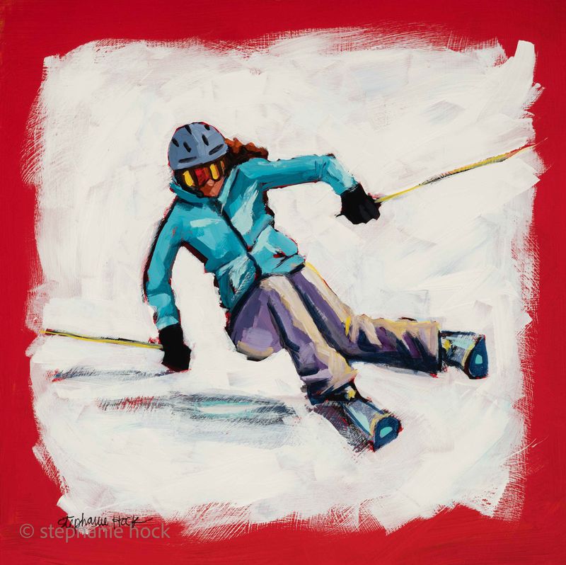 Red Skier Print
