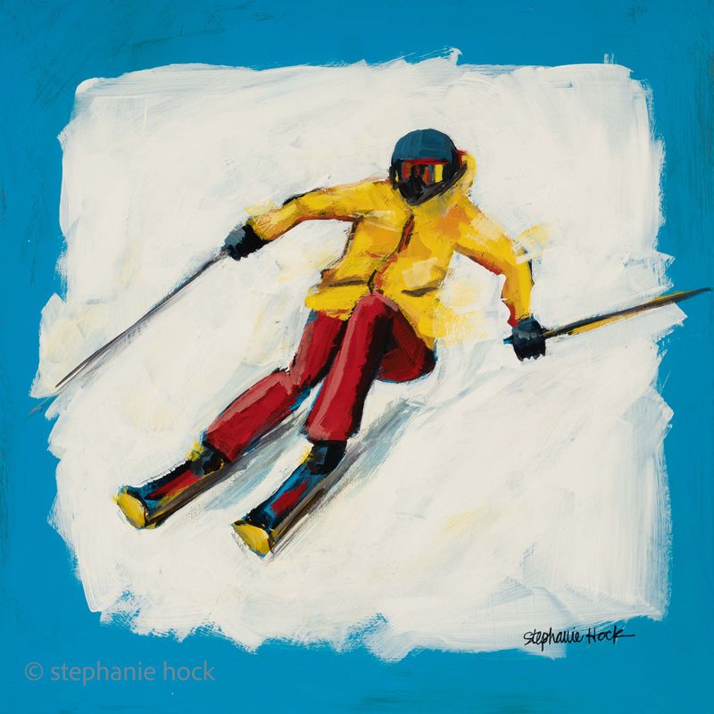 Blue Skier Print