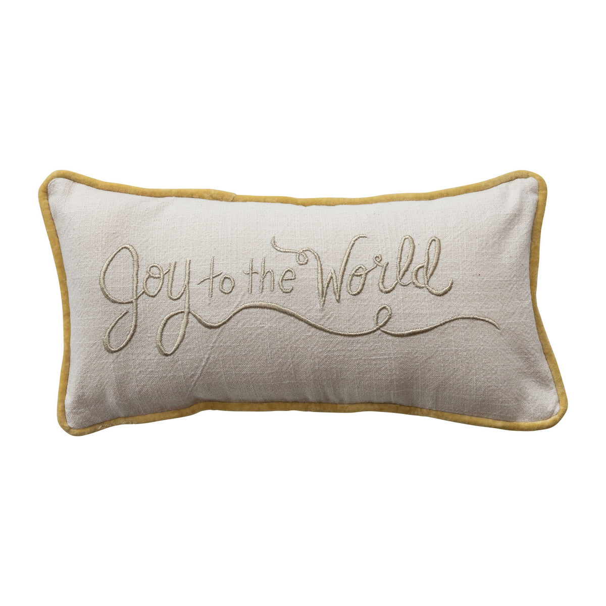 Embroidered "Joy to the World" Lumbar Pillow