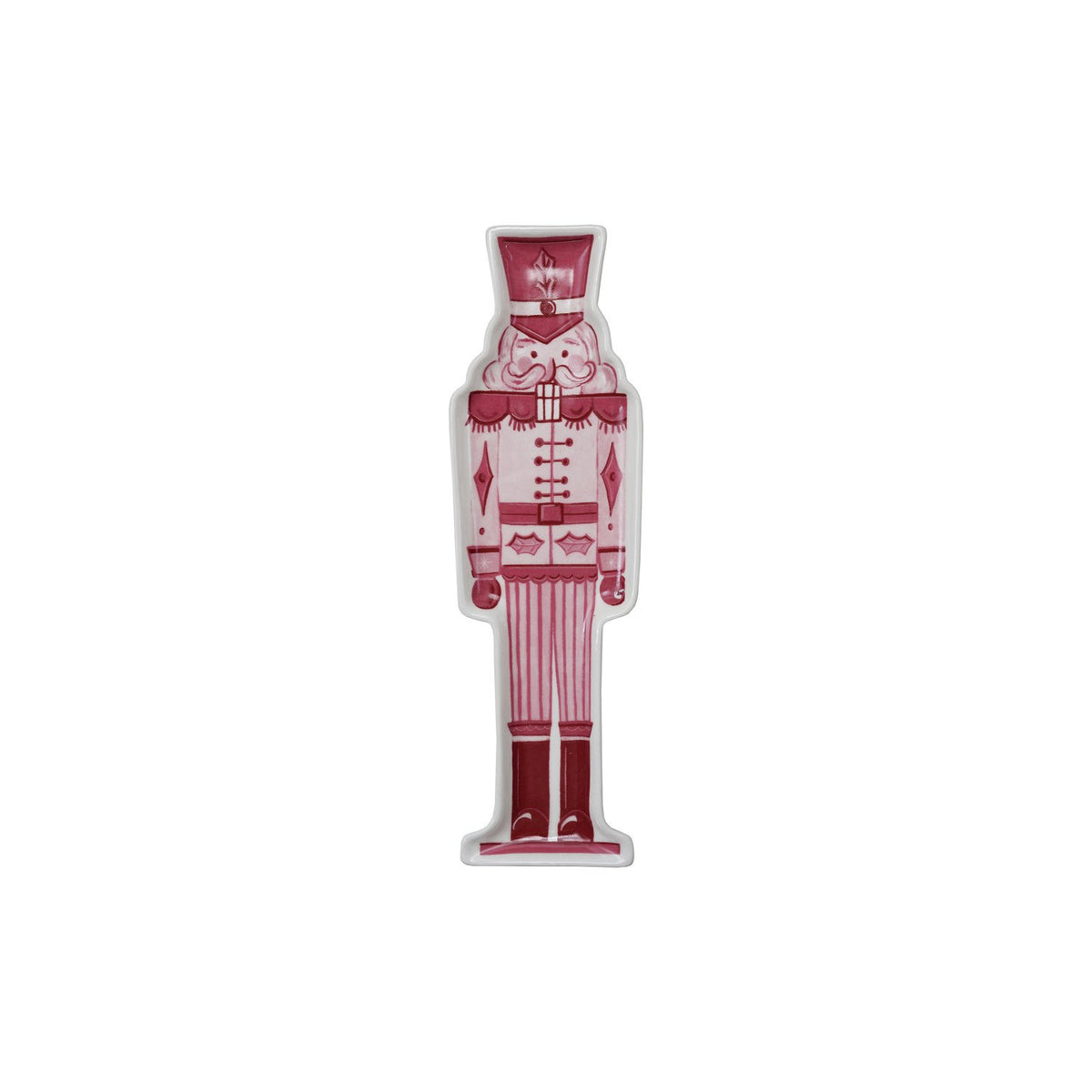 Stoneware Nutcracker Shaped Plate, Pink, Red & White ©