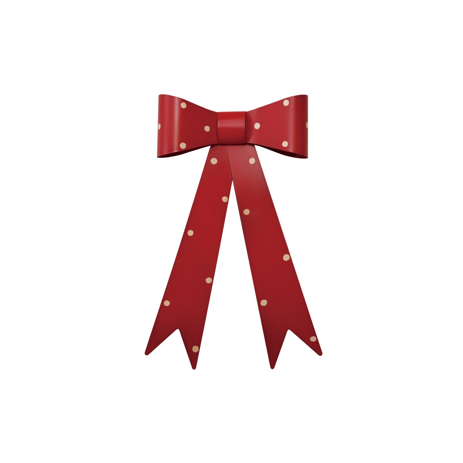 Metal Bow Wall Décor with Polka Dots, Red & Cream Color