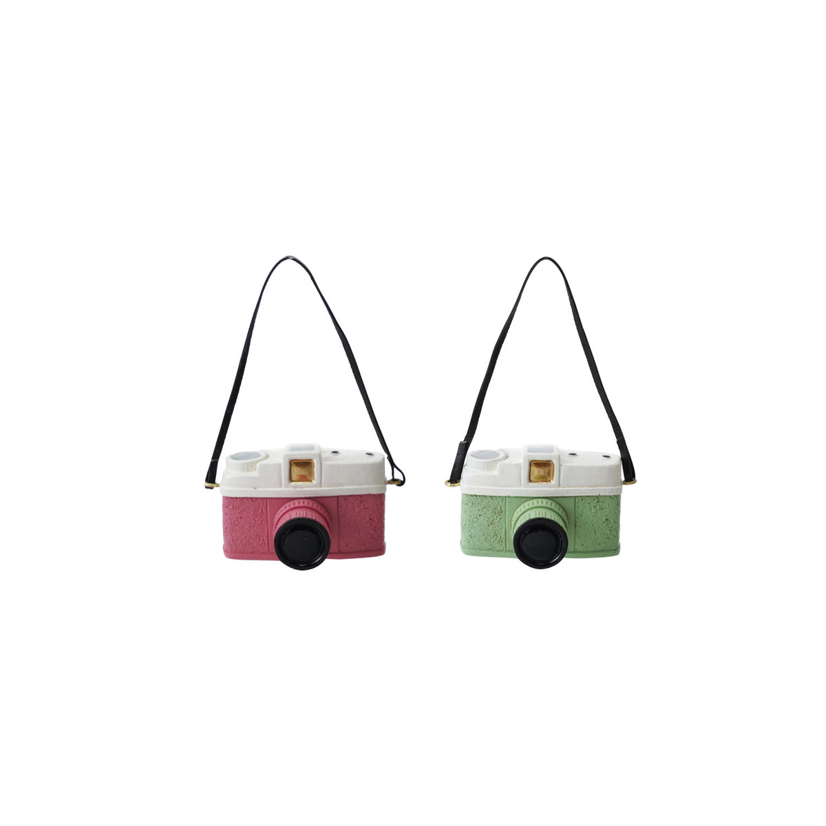 2-1/4"W x 1-1/2"H Resin Camera Ornament, 2 Colors