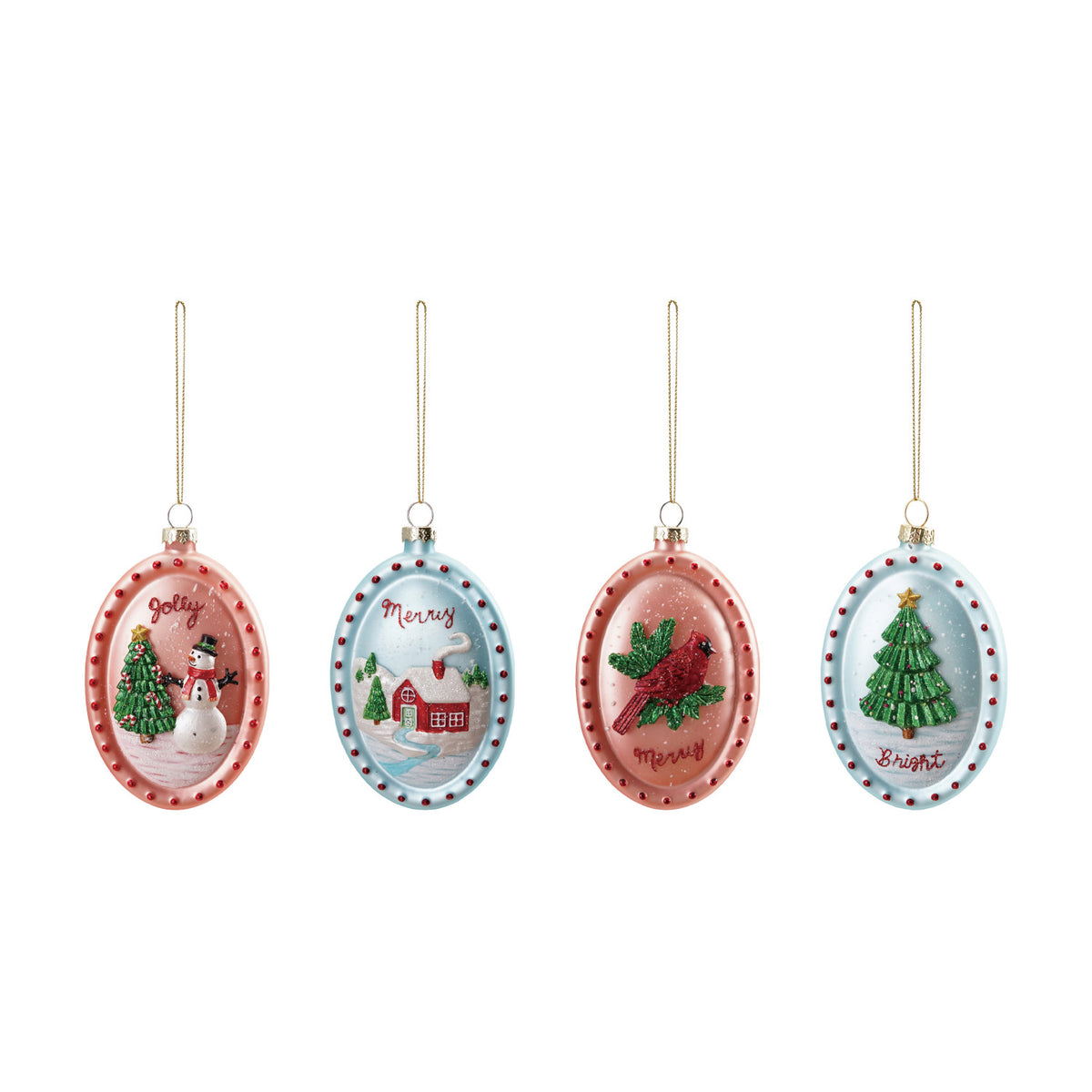 Storybook Holiday Glass Ornament - Merry House. Bring cozy, nostalgic charm to your holiday decor with the Storybook Holiday Glass Ornament - Merry House. Beautifully hand-painted with delicate details and embossed accents, this festive ornament captures the heartwarming comfort of home during the holiday season. Perfect for hanging on your Christmas tree or gifting to loved ones, it adds a thoughtful, gentle sparkle to any holiday celebration.