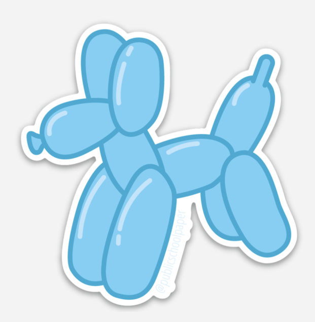 BLUE Balloon Dog Vinyl Sticker - Public School Paper Co. Use these stickers to jazz up water bottles, lockers, laptops...anything! Average Size: 2"-3" wide