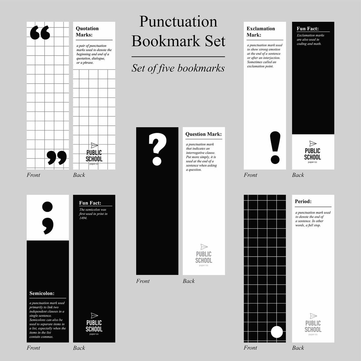 Punctuation Bookmark Set of 5