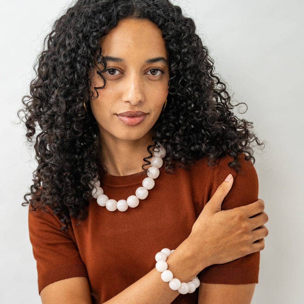 Iris Large Resin Bead Necklace Milky White