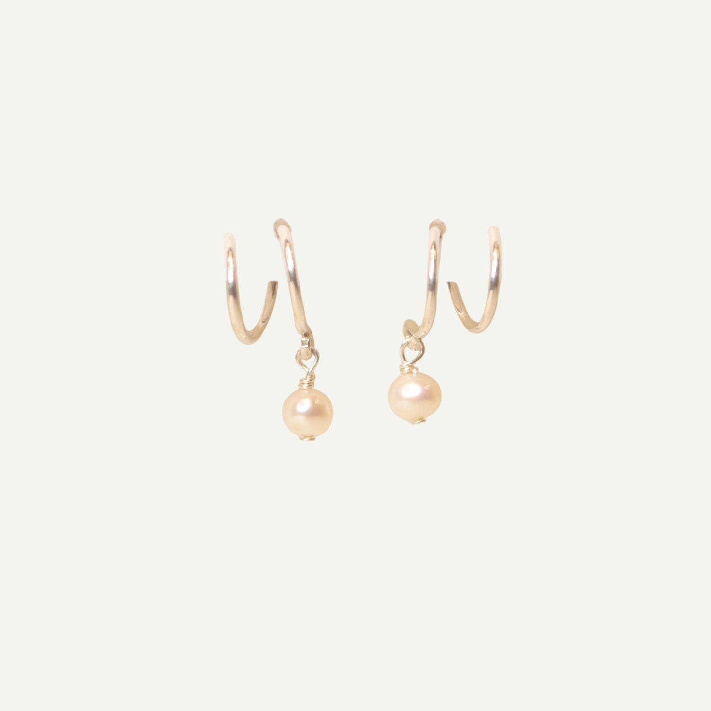 Double Twist Pearl Hoops