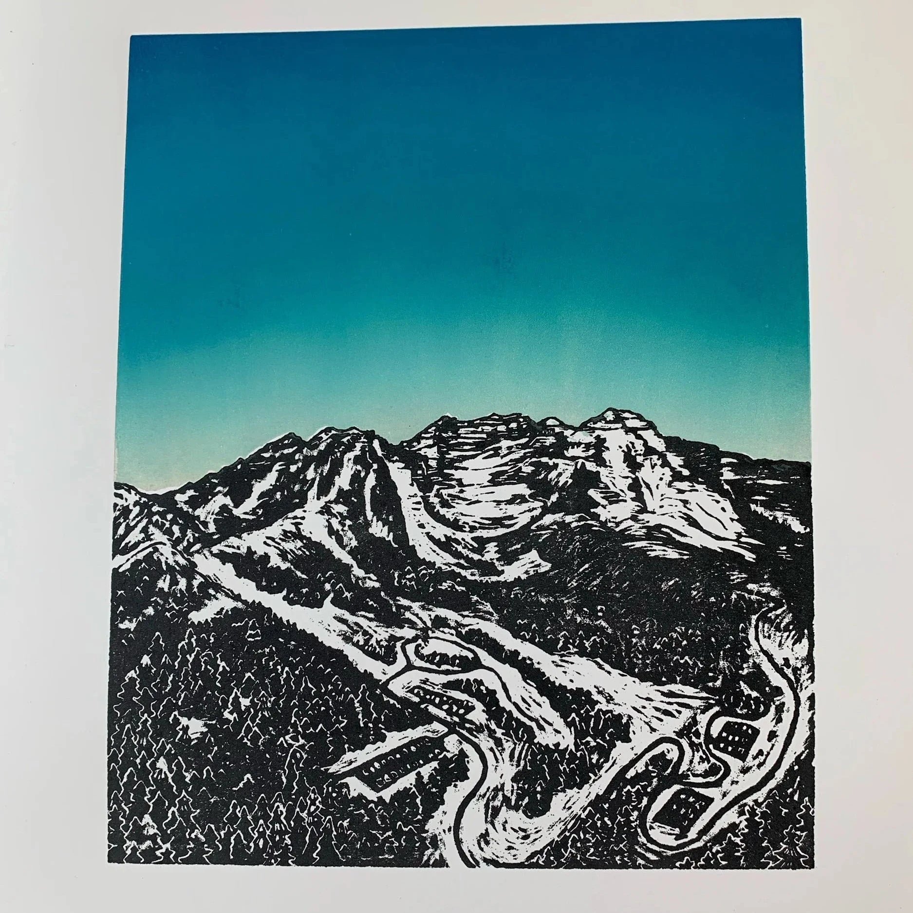 Sundance Pink Sky Woodcut