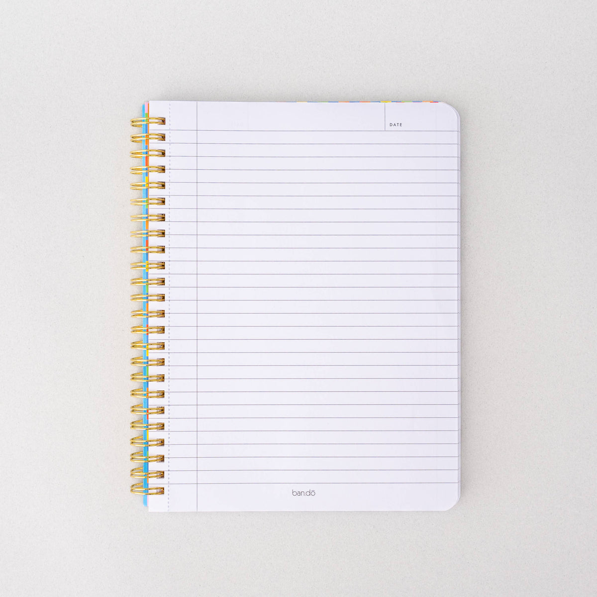 Notebook with spiral binding on a light gray background
