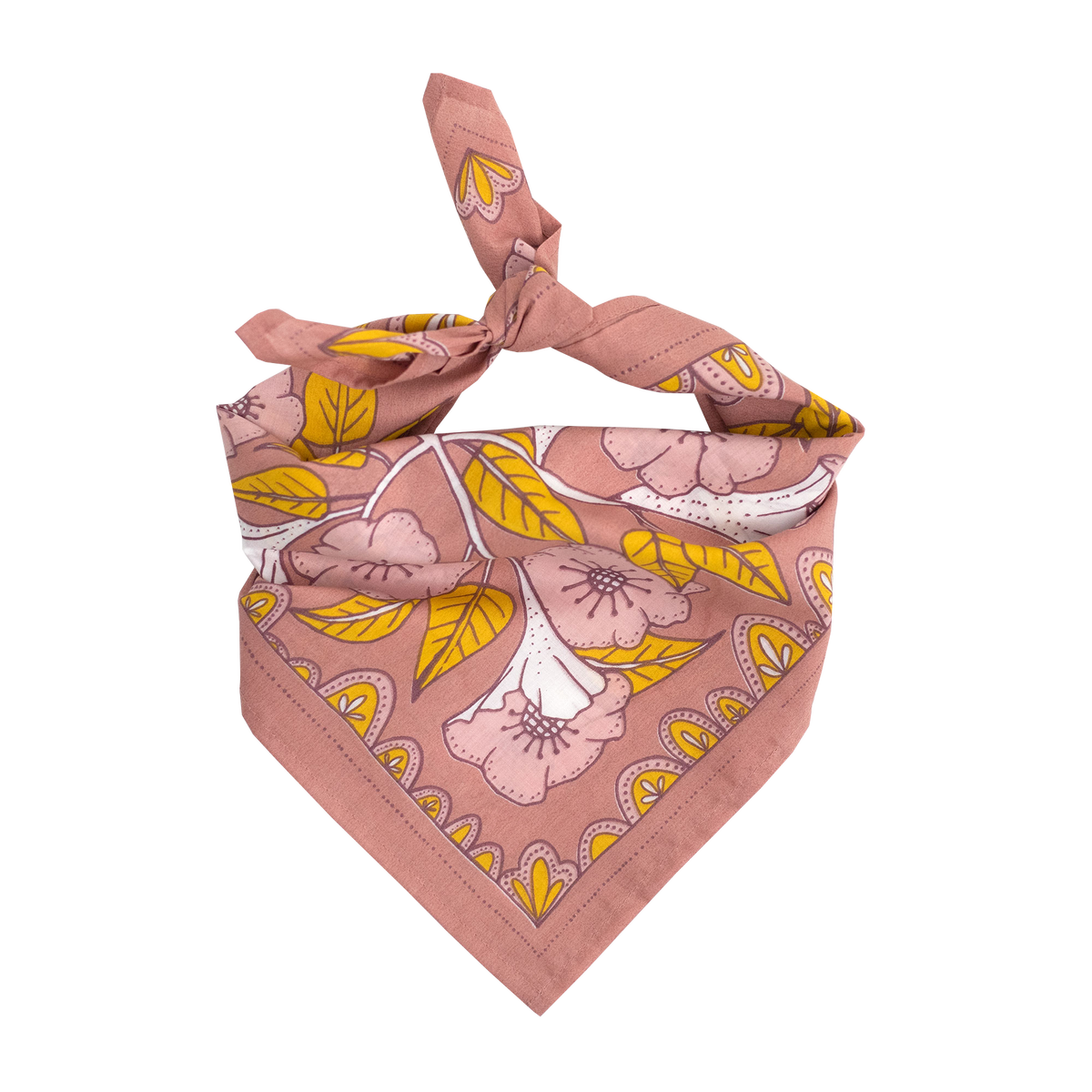 Floral patterned bandana on a white background